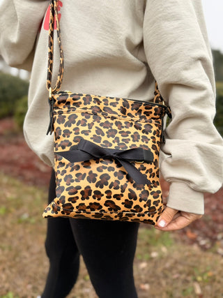 Viv&Lou® Leopard Grace Crossbody Boutique Purse with Snap off Acrylic Panel #MG860-LPRD - RIBBON - Crossbody Bag