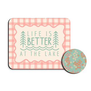 Viv&Lou® Life Is Better at the Lake Mouse Pad Desk Coaster Set Lake Lover #SDESK-BETLAKE-FLR - Desk Set