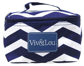 Viv&Lou® Navy White Large Cosmetic Bag Travel Makeup Organizer #M303ZZ-NAVY-VLU - Makeup/Cosmetic Bag