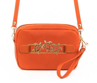 Viv&Lou® Orange Crossbody Vegan Leather Purse with Snap off Acrylic Panel #MG525-ORG - TURTLES - Crossbody Bag - Women’s