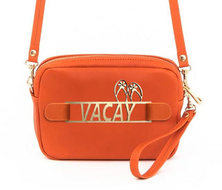 Viv&Lou® Orange Crossbody Vegan Leather Purse with Snap off Acrylic Panel #MG525-ORG - VACA - Crossbody Bag - Women’s