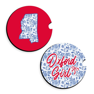 Viv&Lou® Oxford Girl Ole Miss Car Coaster 2 Pce Set College Fan Auto Gift #SPACK-CC132-OXGIRL - Car Coaster - Women’s