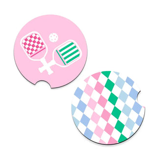 Viv&Lou® Pickleball Paddles Car Coaster 2 Pce Set Sports Auto Accessory Gift #SPACK-CC132-PPAD - Car Coaster - Women’s