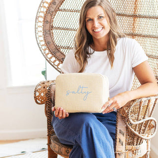 Viv&Lou® Script Salty Hilton Cosmetic Case Travel Makeup Organizer #M233VL-NAT-SPTSALTY - Makeup/Cosmetic Bag