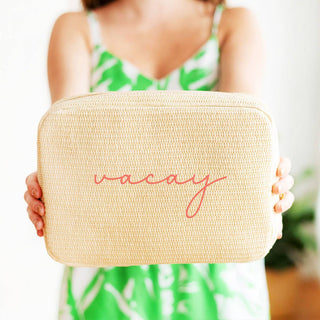 Viv&Lou® Script Vacay Hilton Cosmetic Case Travel Makeup Organizer #M233VL-NAT-SPTVACAY - Makeup/Cosmetic Bag