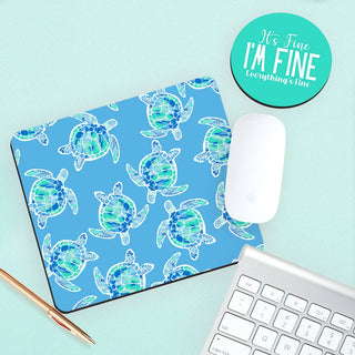 Viv&Lou® Seaside Turtle Mouse Pad Desk Coaster Set Coastal Beach Lover Gift #SDESK-NSEA-FINE - Mousepad/Trackpad