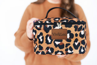 Viv&Lou® Spotlight Leopard Cosmetic Bag Travel Makeup Organizer Pouch #M260-LPRD23-VLN - Makeup/Cosmetic Bag