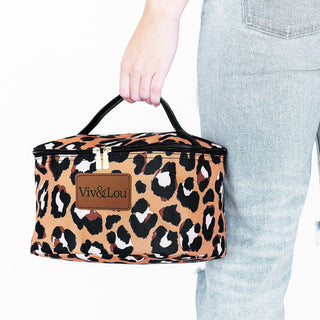 Viv&Lou® Spotlight Leopard Cosmetic Bag Travel Makeup Organizer Pouch #M260-LPRD23-VLN - Makeup/Cosmetic Bag