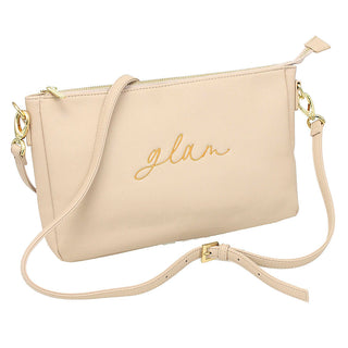 Viv&Lou® Tan Hadley Crossbody Purse Glam Patch Vegan Leather #M879-TAN-GLAM
