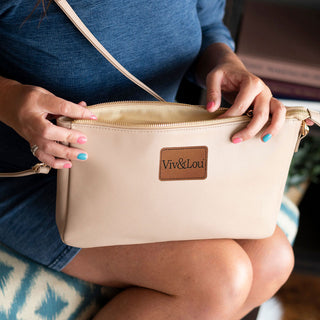 Viv&Lou® Tan Hadley Crossbody Purse Vegan Leather Everyday Handbag #M879-TAN-VL102