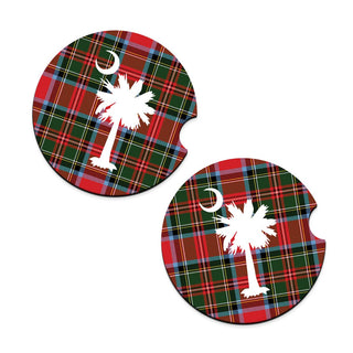 Viv&Lou® Tartan Palmetto Car Coaster 2 Pce Set South Carolina Auto Gift #SPACK-CC132-TARTAN - Car Coaster - Women’s