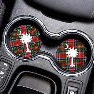 Viv&Lou® Tartan Palmetto Car Coaster 2 Pce Set South Carolina Auto Gift #SPACK-CC132-TARTAN - Car Coaster - Women’s