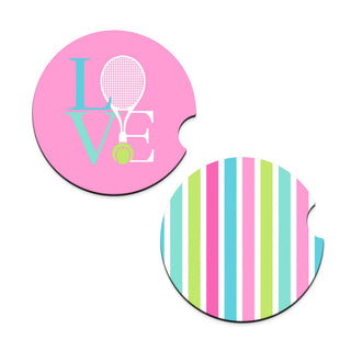Viv&Lou® Tennis Love Car Coaster 2 Pce Set Tennis Player Auto Accessory Gift #SPACK-CC132-TLOVE24 - Car Coaster
