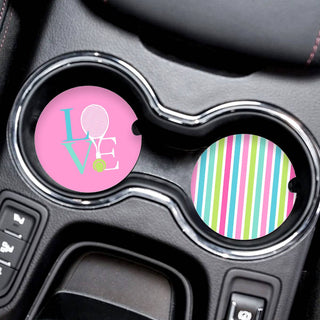 Viv&Lou® Tennis Love Car Coaster 2 Pce Set Tennis Player Auto Accessory Gift #SPACK-CC132-TLOVE24 - Car Coaster