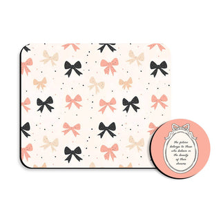 Viv&Lou® The Future Belongs to You Desk Coaster Bow Mouse Pad Set Office Gift #SDESK-PKBLKBOW-FUTURE - Desk Set