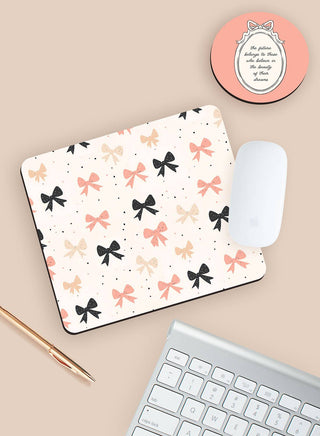 Viv&Lou® The Future Belongs to You Desk Coaster Bow Mouse Pad Set Office Gift #SDESK-PKBLKBOW-FUTURE - Desk Set