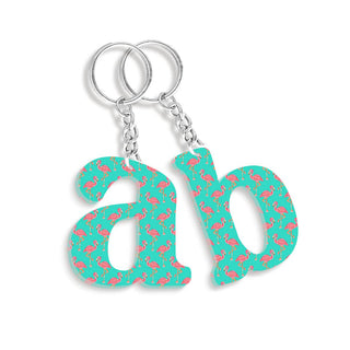 Viv&Lou® Tickled Pink Flamingo Initial Keychain Personalized Beach Gift #ACK-TICKLE - Keychain - Women’s
