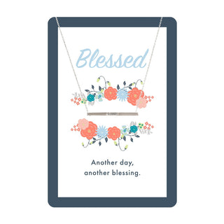 Silver Blessed Bar Necklace Card 
