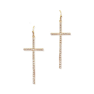 Walk by Faith Cross Earrings Rhinestone Christian Jewelry Gift #VLJE2018-CRY - Dangle Earrings