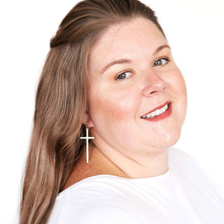 Walk by Faith Cross Earrings Rhinestone Christian Jewelry Gift #VLJE2018-CRY - Dangle Earrings