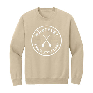 Whatever Floats Your Boat Sweatshirt Funny Lake Life Pullover #HPSW-FLOAT - Sand / Small - Graphic Sweatshirt - Women’s