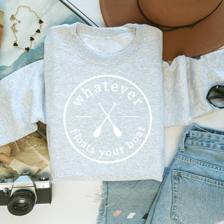 Whatever Floats Your Boat Sweatshirt Funny Lake Life Pullover #HPSW-FLOAT - Graphic Sweatshirt - Women’s
