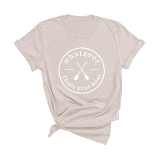Whatever Floats Your Boat T Shirt Lake Life Graphic Tee Unisex #HPTS-HNATSM-FLOAT - Heather Natural / Small - Screen