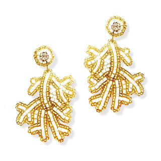 White Aloha Reef Coastal Beach Statement Earrings for Women #VLJE2884-WHT - Dangle Earrings