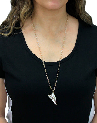 White Game Day Pennant Necklace #ACN-215GD-GAMED-W - Individual Charm/Pendant