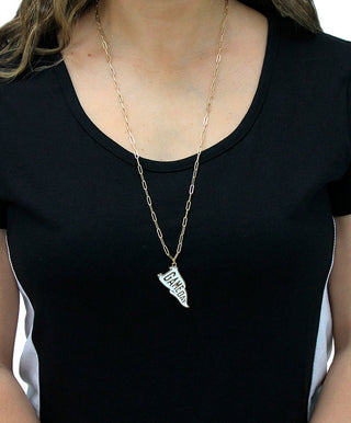 White Game Day Pennant Necklace #ACN-215GD-GAMED-W - Individual Charm/Pendant