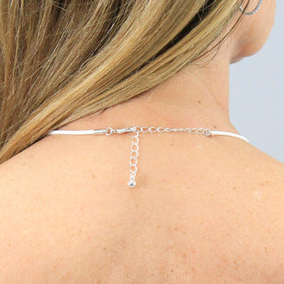 White Leatherette Choker Necklace with Pearl Charm #ACN2671WHT-PEARL - Pendant/Charm Necklace