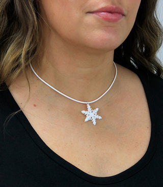 White Leatherette Choker with Snowflake #ACN2671WHT-SNOWFLAKE - Pendant/Charm Necklace