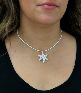 White Leatherette Choker with Snowflake #ACN2671WHT-SNOWFLAKE - Pendant/Charm Necklace