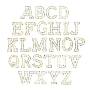 White Pearl Single Letter Patches #ABC-PEARL
