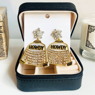White Rhinestone Earrings Western Cowgirl Country Concert Jewelry #VLJE2639-WHT - Dangle Earrings