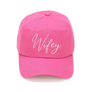 Wifey Embroidered Hot Pink Hat Bridal Baseball Cap for Brides #M190VL-HTPK-WIFEY23 - Baseball Cap - Women’s