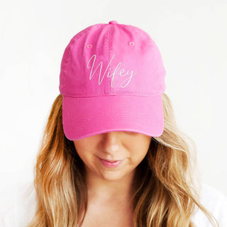 Wifey Embroidered Hot Pink Hat Bridal Baseball Cap for Brides #M190VL-HTPK-WIFEY23 - Baseball Cap - Women’s