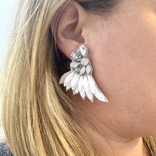 Wild and Free Earrings White Western Cowgirl Statement Jewelry #VLJE5097-WHT - Dangle Earrings