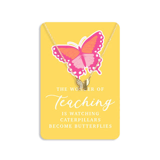 Wonders of Teaching Keepsake Card #VLJC-858GD-WONDER - Pendant/Charm Necklace