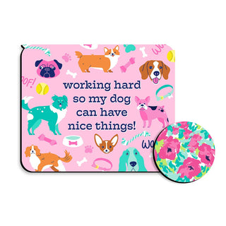 Working Hard for My Dog Pad Desk Coaster Set Dog Lover Office Gift #SDESK-DOG-GRACE - Desk Set