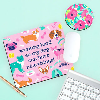Working Hard for My Dog Pad Desk Coaster Set Dog Lover Office Gift #SDESK-DOG-GRACE - Desk Set