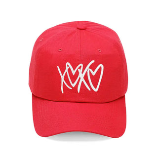 XOXO Heart Hat Embroidered Pink Baseball Cap for Women #M190-HRTXO - Red - Baseball Cap - Women’s