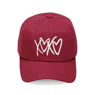 XOXO Heart Hat Embroidered Pink Baseball Cap for Women #M190-HRTXO - Garnet - Baseball Cap - Women’s