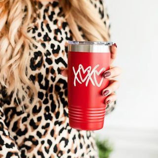 XOXO Heart Tumbler Personalized Red Insulated Cup Valentine Gift #TWB20-HRTXO-RED - Insulated Mug/Tumbler