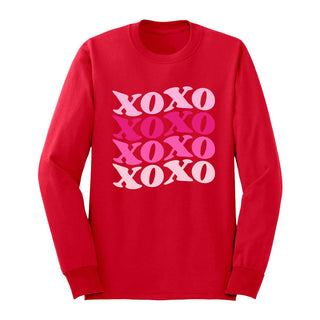 XOXO Long Sleeve Shirt Cute Valentine Graphic Tee #HPLS-XO23 - Red / Small - T-Shirt (Graphic) - Women’s