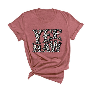 Yeehaw Western Graphic T Shirt Cowgirl Country Rodeo Tee Unisex #HPTS-YEEHAW - Heather Mauve / Small - T-Shirt
