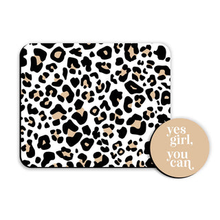Yes Girl You Can Desk Coaster and Catwalk Mouse Pad Set Office Gift #SDESK-NCATW-YES - Mousepad/Trackpad